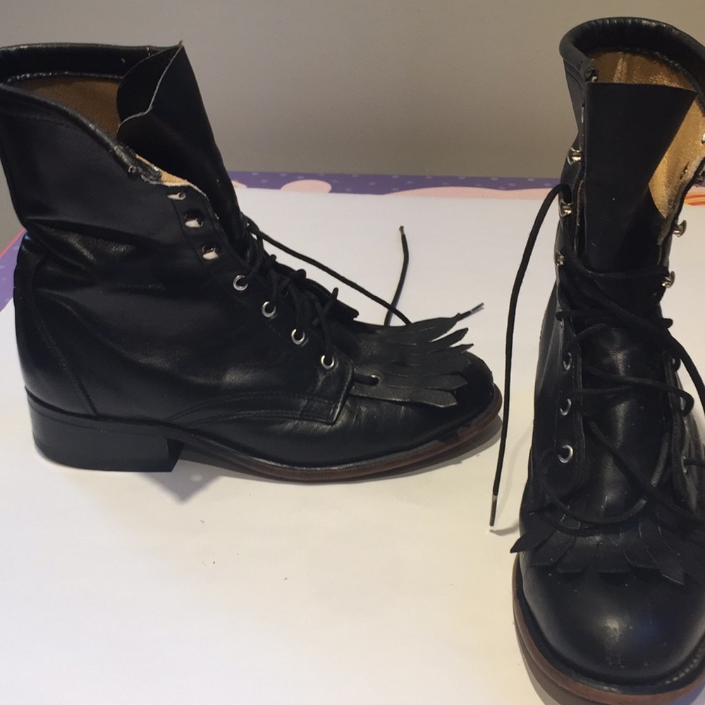 Leather boot with flap detail